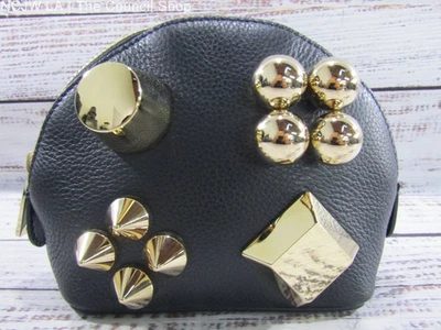 Christian Louboutin Carasky Women's Black Leather Gold Studded Clutch Pouch - Image 1 of 4