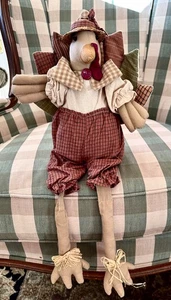 Vintage Primitive Folk Art Autumn Thanksgiving 21” Turkey Doll Shelf Sitter - Picture 1 of 4