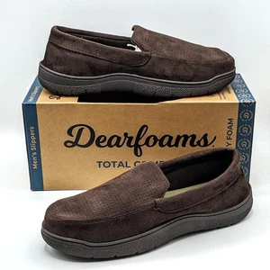 Dearfoams Dawson Perf Microsuede Mokassin Herren Atmungsaktiv Slipper [Kaffee] NEU - Bild 1 von 16