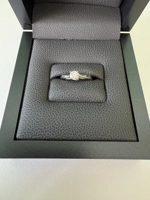 Tolkowsky Diamond Engagement Ring 0.30ct Ideal Cut- Plat 14k Gold- GSI Certified - Image 1 of 4