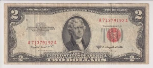 TWO DOLLAR FEDERAL RESERVE NOTE UNITED STATES OF AMERICA SERIES 1953 B $2 BILL - Picture 1 of 2