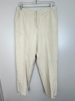 Ruby Rd. Women's Linen Blend Flat Front High Rise Casual Work Pants Beige Size 6 - Image 1 of 4