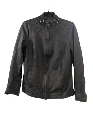 BRADLEY Bradley Bayou Womens Black Leather Moto Jacket Size M - Image 1 of 4