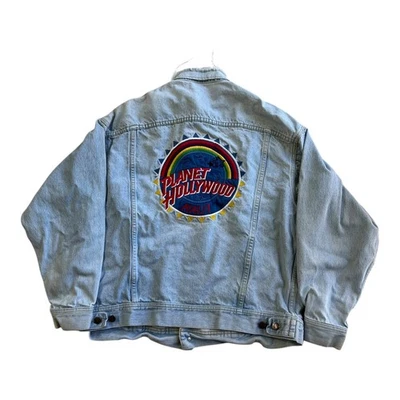 Jaqueta jeans vintage Planet Hollywood Maui tamanho XL anos 90 EUA - Imagem 1 de 4