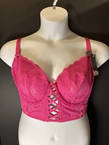 Cacique Seriously Sexy 38DDD Hot Pink Lace Balconette Bra NWT $64.95 - Picture 1 of 7