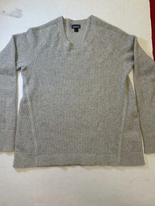 MAGLIONE donna Patagonia girocollo tessuto waffle cashmere riciclato taglia S - Foto 1 di 9