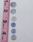 Variety Lot Of 6 Antique China Blue Calico Buttons 3/8"-1/2"