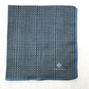 Vintage Handkerchief Blue Fabric Woven Psychedelic Art Pattern Pocket Square 18" - Picture 1 of 3