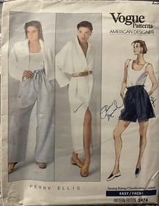 #2474 VOGUE AMERICAN DESIGNER PERRY ELLIS JACKET DRESS SHORTS PANTS PATTERN 6-10 - Picture 1 of 1