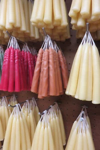 Candles 4" Hand Dipped 6 Joined Pairs, primitive taper vintage - Picture 1 of 9
