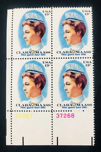 1976 Clara Maass 13 Cent 13c Stamp Block of 4 Scott #1699 - Picture 1 of 4