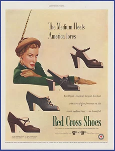 Vintage 1949 RED CROSS Shoes Women's Chateau Tudor Avalon Verne 1940's Print Ad - Picture 1 of 1