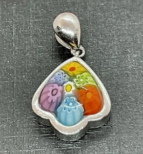 A Vintage Sterling Silver Charm/pendant With Italian Millefiori Glass Center. - Picture 1 of 5