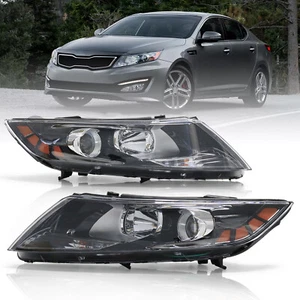 Headlights Assembly w/Bulbs For 2011 2012 2013 Kia Optima Black Housing Pair L+R - Picture 1 of 13