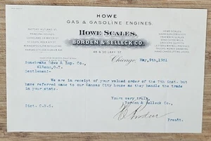 1901 Letterhead Chicago Illinois Howe Scales Borden & Selleck Co. El Reno Ok - Picture 1 of 1