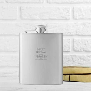 Flachmann personalisiert mit Gravur HOCHZEITSGESCHENK Geschenkidee, Edelstahl | - Bild 1 von 8