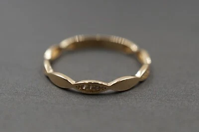 14K Solid Yellow Gold 2.3MM Dainty Stackable Band Ring. Size 6.75 - Image 1 of 4