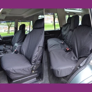Land Rover Discovery 2 Waterproof Black Front NoArmrests Rear 5 Seat Covers - Picture 1 of 6