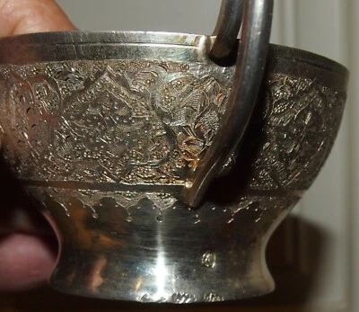  6 ЧАЙ/МОРОЖЕНОЕ 84 СЕРЕБРЯНЫЕ ЧАШКИ И ФАРФОРОВЫЕ ВСТАВКИ ЛЕВ ДЕРЖИТ МЕЧ 14.885TOZ - Изображение 1 из 4