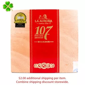 Caja de cigarros de madera vacía La Aurora Gran Toro 107 aniversario 7,25" x 6,75" x 3,25" - Imagen 1 de 12