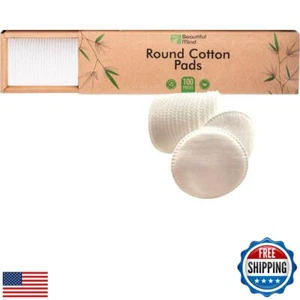 Organic Cotton Rounds Makeup Remover Pads (100 Count) – 100% Pure Cotton – Li - Picture 1 of 5