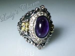 🦋 Barbara Bixby Nirvana Amethyst White Topaz Sterling Silver 18k Gold Ring 6 - Picture 1 of 7