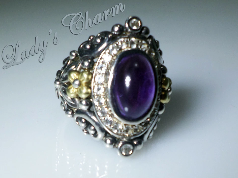 🦋 Anillo Barbara Bixby Nirvana Amatista Topacio Blanco Plata de Ley Oro 18k 6 Foto 1 de 4