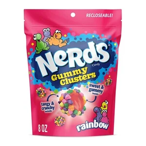 NERDS Gummy Clusters, Candy, Rainbow, Crunchy and Gummy, 8 oz 8oz (Pack of 1) - Picture 1 of 11