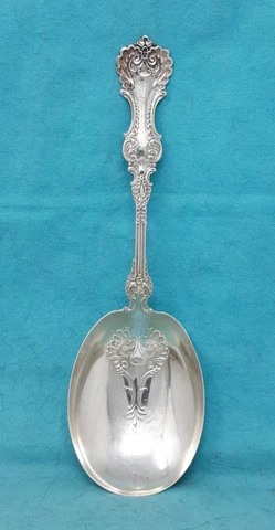 Whiting Pompadour Sterling Berry Spoon 9" 92 gm Mono Cover