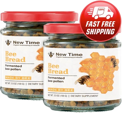 2罐蜂面包,纯发酵蜂花粉,有机生 Perga 2 x 3.5 盎司  — 第 1/4 张图片