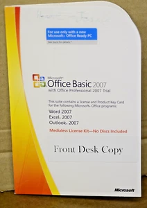 Microsoft Office Basic 2007 Word Excel Outlook W/ Product Key Card NO DISC! - Picture 1 of 11