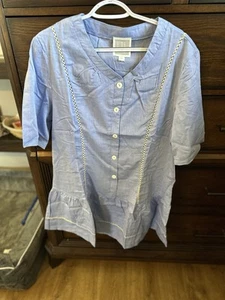 Lil Cactus Women's Denim Blue Cotton and Lace Dress Size M/L NEW - Picture 1 of 5