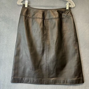 Apostrophe Patched Leather Skirt Moto Sz 4 Grunge Gothy Witchy S&M Sexy Western - Picture 1 of 8