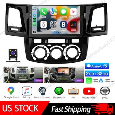 9" Para Toyota Fortuner Hilux 2005-2014 Android15 coche estéreo Radio GPS Cámara Foto 1 de 4