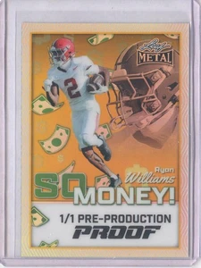 Ryan Williams 2025 Leaf Metal 1/1 Pre-Production Proof So Money Gold Prismatic - Picture 1 of 2