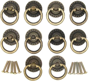10 Stück Vintage Antik Messing Ringgriffe Griffe für Schrank Schublade - Bild 1 von 12
