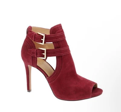 Bota Michael Kors peep toe tornozelo salto alto fivela alças duplas recorte sapatos - Imagem 1 de 4