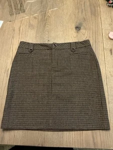Eddie Bauer Skirt Brown Wool Blend Houndstooth Above Knee Preppy Academia 10 - Picture 1 of 6
