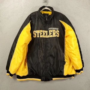 Chaqueta Pittsburgh Steelers Para Hombres 4XL Abrigo Forrado de Vellón Cremallera Completa Parches NFL - Imagen 1 de 14