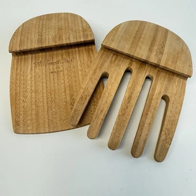 Salad Tongs Serving Claws Pampered Chef Tossing Bamboo Wood   - Image 1 of 3
