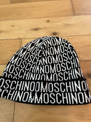 Cappello berretto Moschino logo misto lana unisex O/S nero lavorato a maglia designer RMF03-ER - Immagine 1 di 3