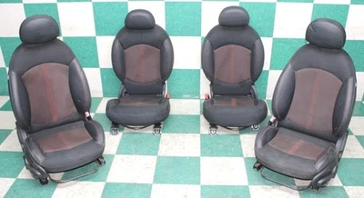 *NOTE* 12' COUNTRYMAN Heated Black Leather Manual Front Rear Buckets Seats Set - Image 1 of 4