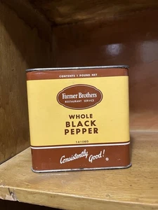 Farmer Brothers 1 Pound “restaurant service” Spice Tin Whole Black Pepper - Picture 1 of 8