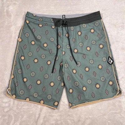 Volcom Board Stoneys Board Shorts Mens 33 Waist Green Quick Dry Cinch Fly Surf - Image 1 of 4