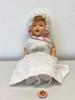 VINTAGE IDEAL COMPOSITION FLIRTY EYE SHIRLEY TEMPLE BABY DOLL 16" - Image 1 of 4