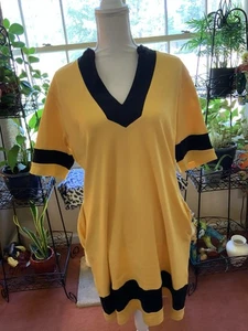 NEW YORK & Company Gr. L hellgelb schwarz Borte Kleid oder Tunika 100% Baumwolle - Bild 1 von 7