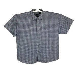Vintage Y2K Van Heusen Mens Blue Short Sleeve Checked Button Up Shirt Size 2X - Picture 1 of 15