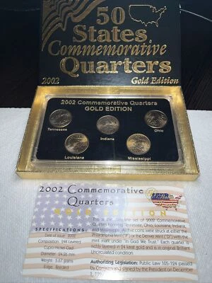 2002 50 States Commemorative Quarters Gold Set 5 Coins - Image 1 of 4