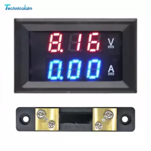 DC 100V 0-50A Voltmeter Ammeter LED Dual Digital Volt Amp Meter Gauge + Shunt US - Picture 1 of 18