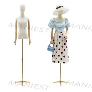 Goldfarbener Mannequin-Ständer, Kleiderständer, dreieckiger Sockel, stabiler S - Bild 1 von 12